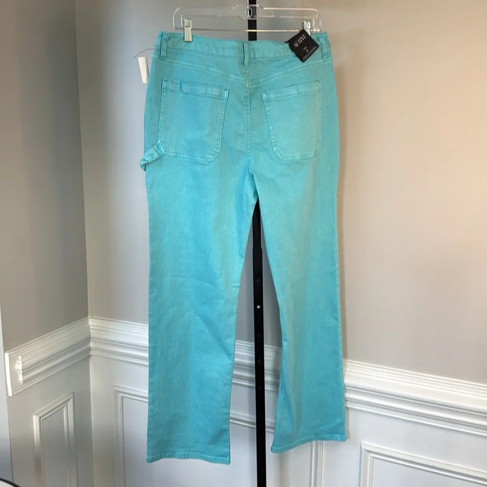 AFRM high rise utility straight leg jeans 30 turquoise - Picture 4 of 5
